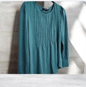 Zara Teal Pleated Blouse